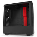 Matte Black/Red Compact Mid-Tower Case with Tempered Glass A51320