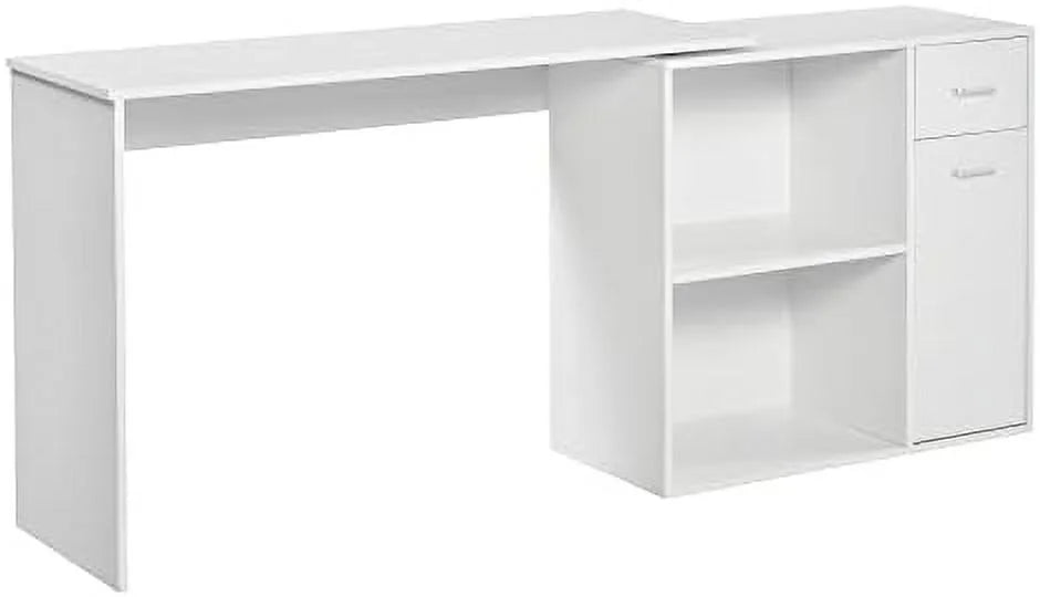 L Shaped Computer Desk with Shelves Drawer and Cabinet Black G689