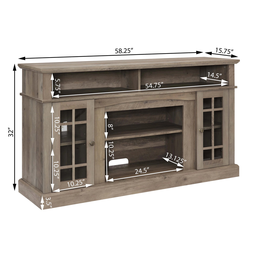Gray Wash TV Stand with Storage and Cabinet J52062