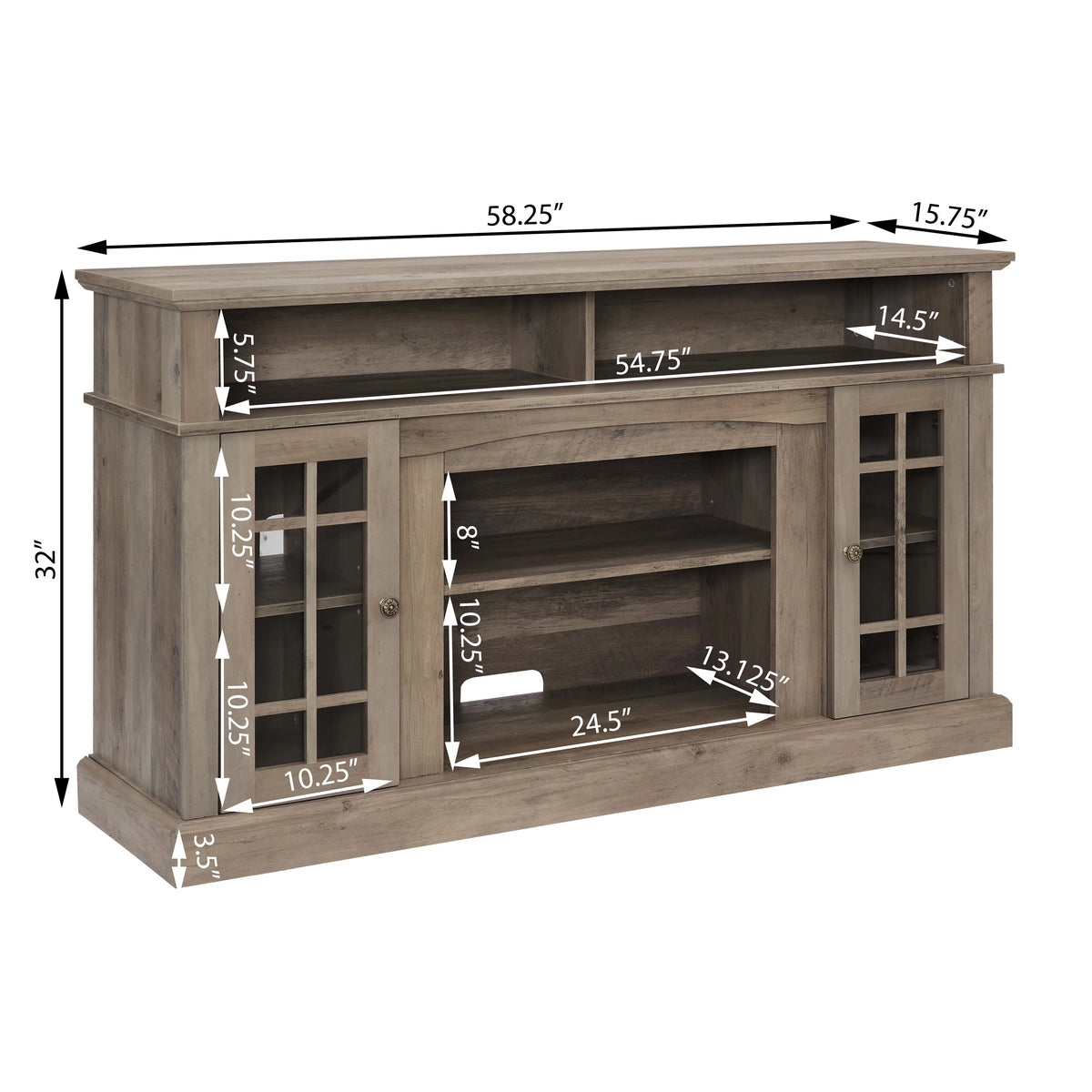 Gray Wash TV Stand with Storage and Cabinet J52062