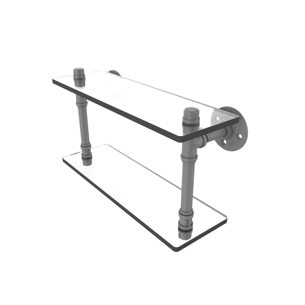 22 inch Double Glass Shelf Satin Nickel Q635930
