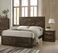 3pc Bedroom Set Eastern King Bed 2x Nightstands Rustic Walnut Finish H8803