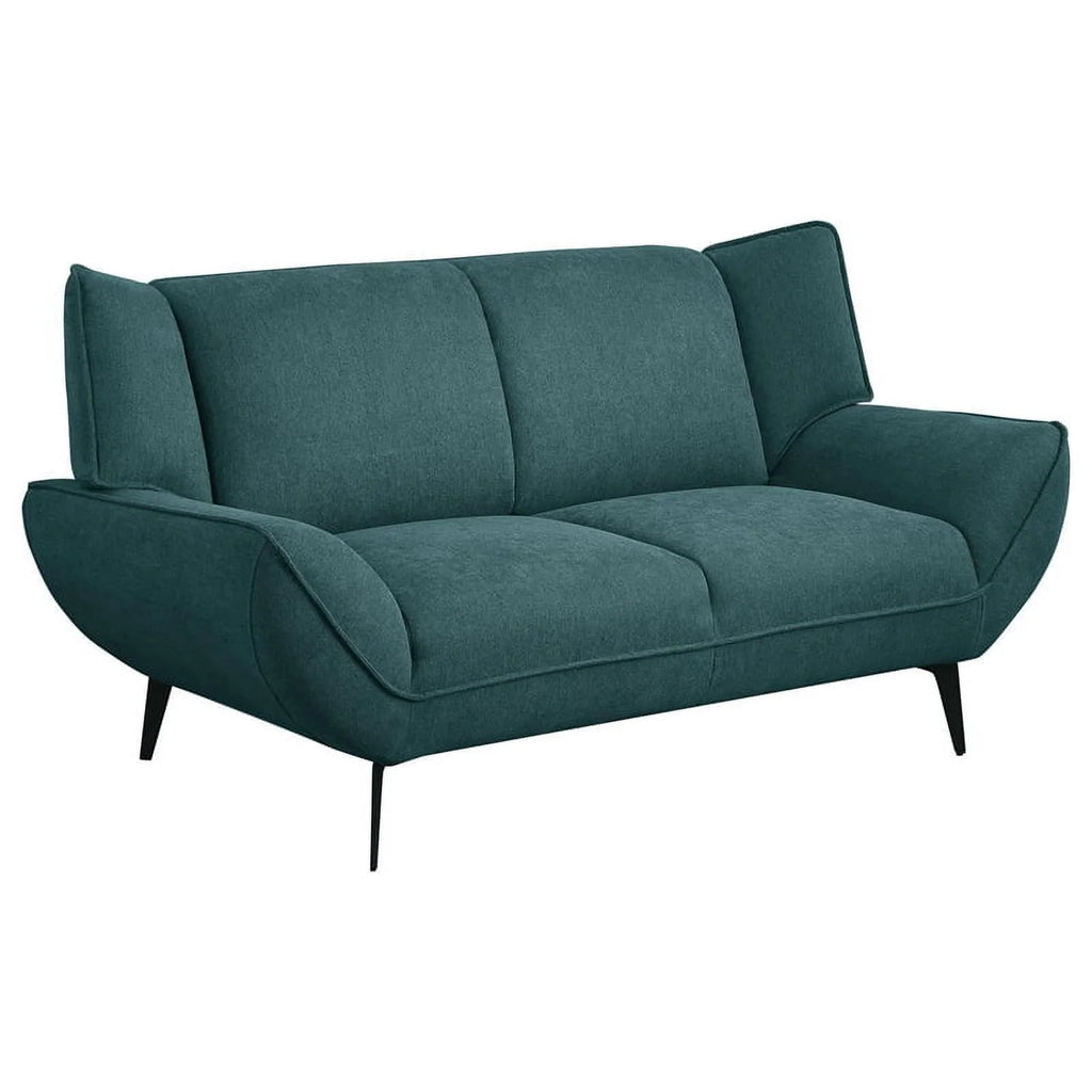 Teal Blue Black 2-Piece Fabric Metal Sofa Set F80473