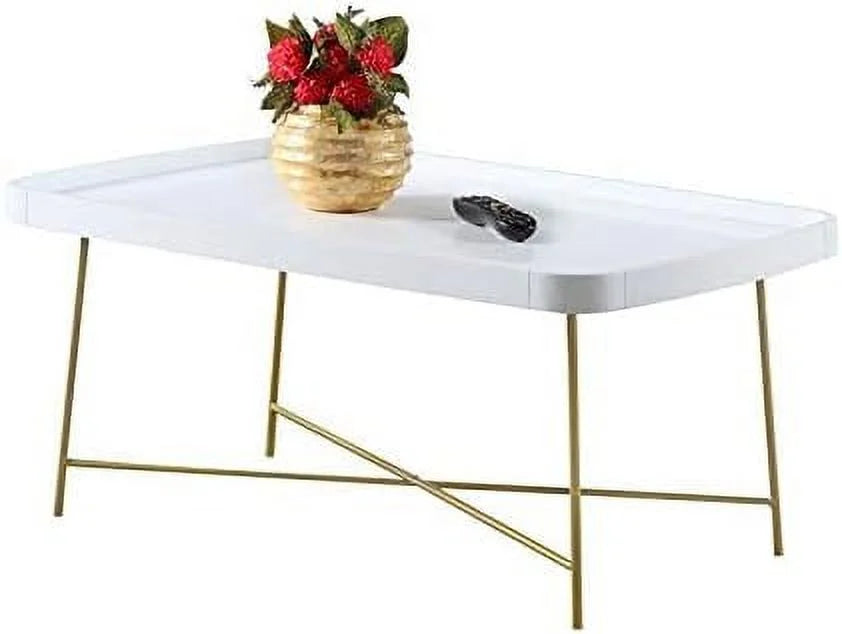 White Wood Coffee Table with X Legs R8258