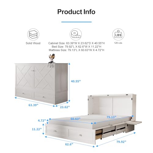 Queen Murphy Bed with Storage Drawers O350405