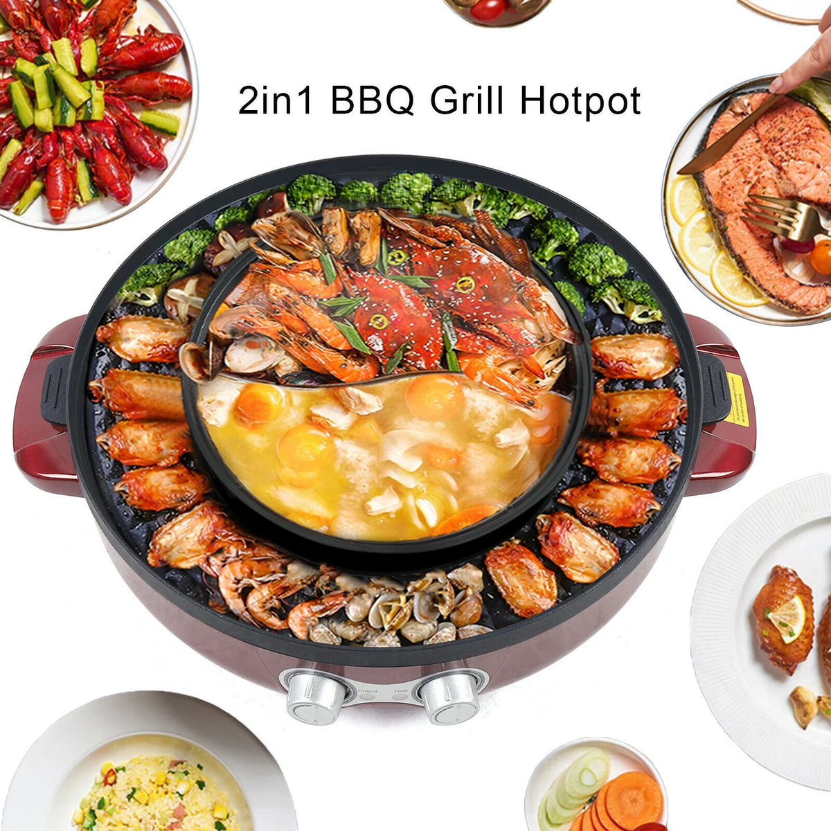2 in 1 Electric Hot Pot Grill W243863