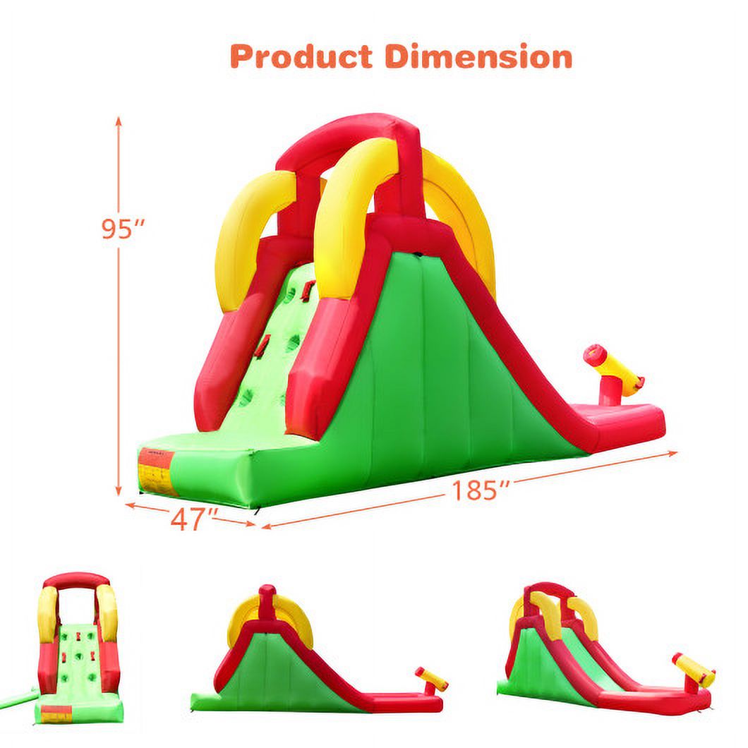 Inflatable Water Slide Bounce House with Climbing Wall and 550W Blower U153