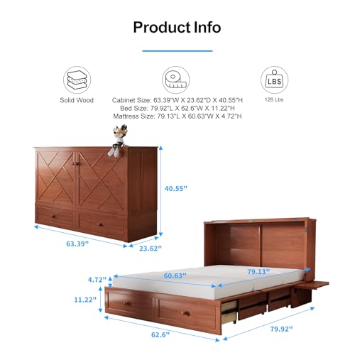 Queen Murphy Bed with Storage Drawers O350405