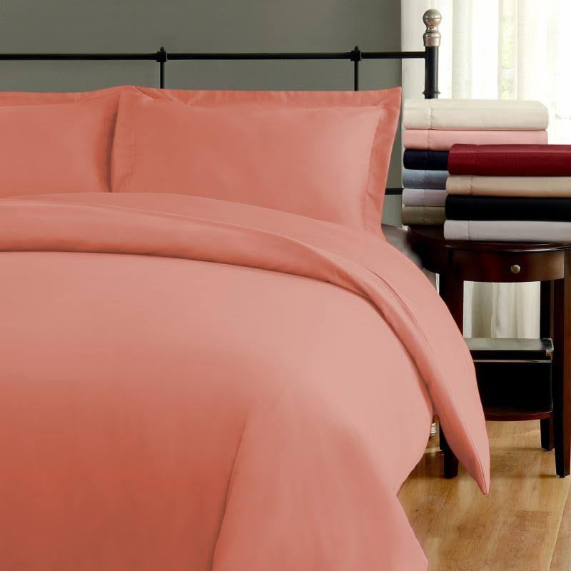 Coral King/Cal King 100% Cotton Duvet Cover Set O319