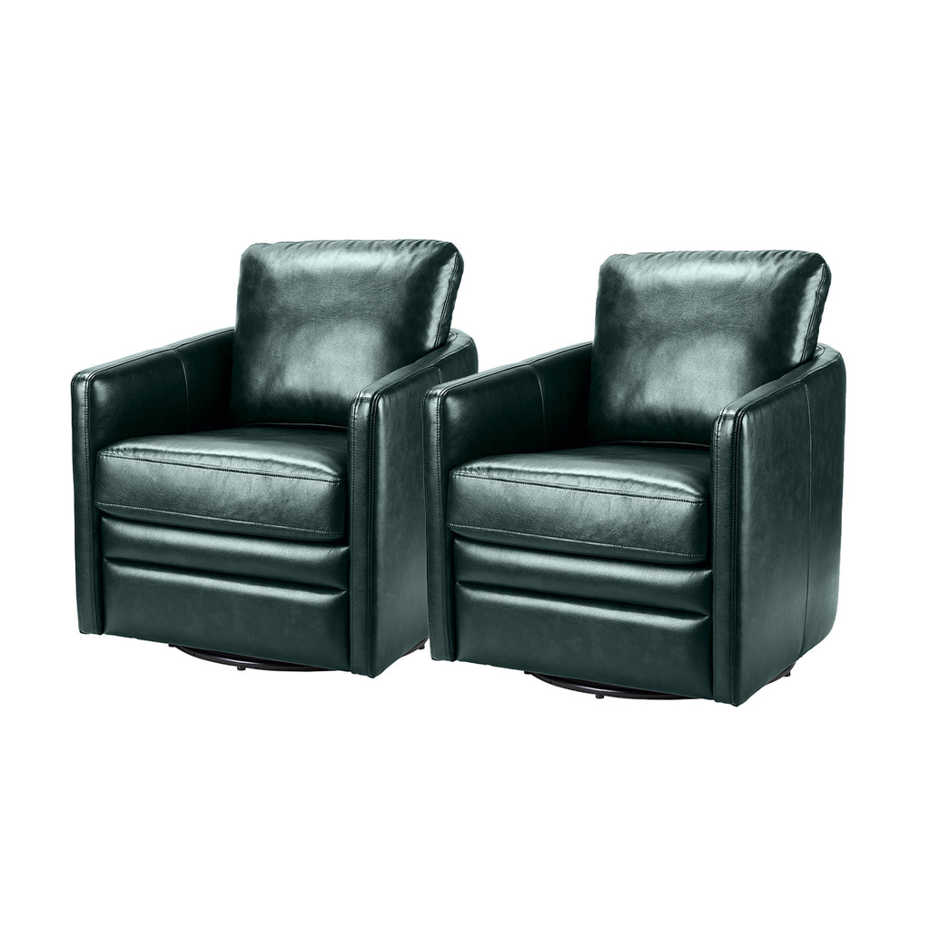 Green Faux Leather Swivel Accent Chair Set of 2 F38815