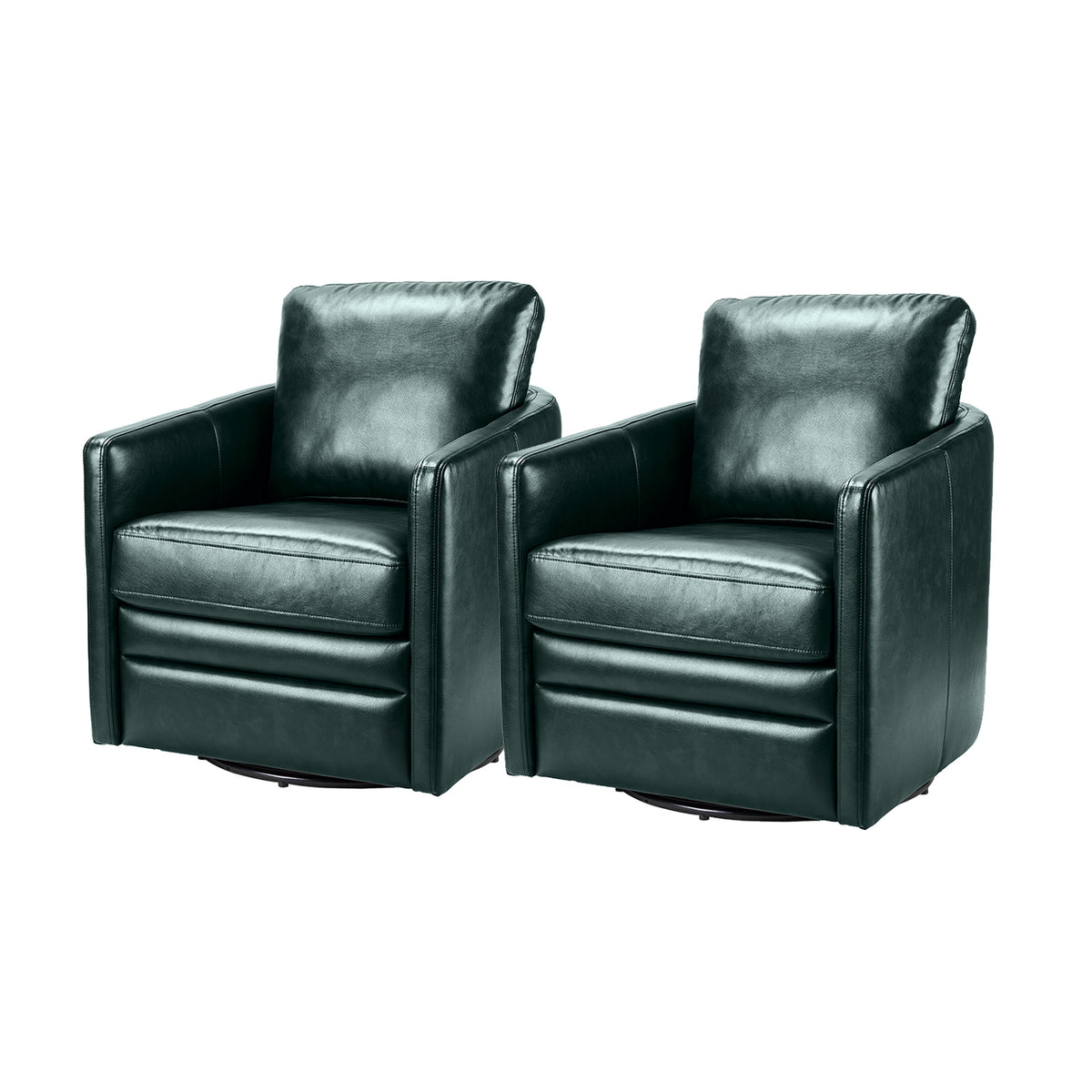 Green Faux Leather Swivel Accent Chair Set of 2 F38815
