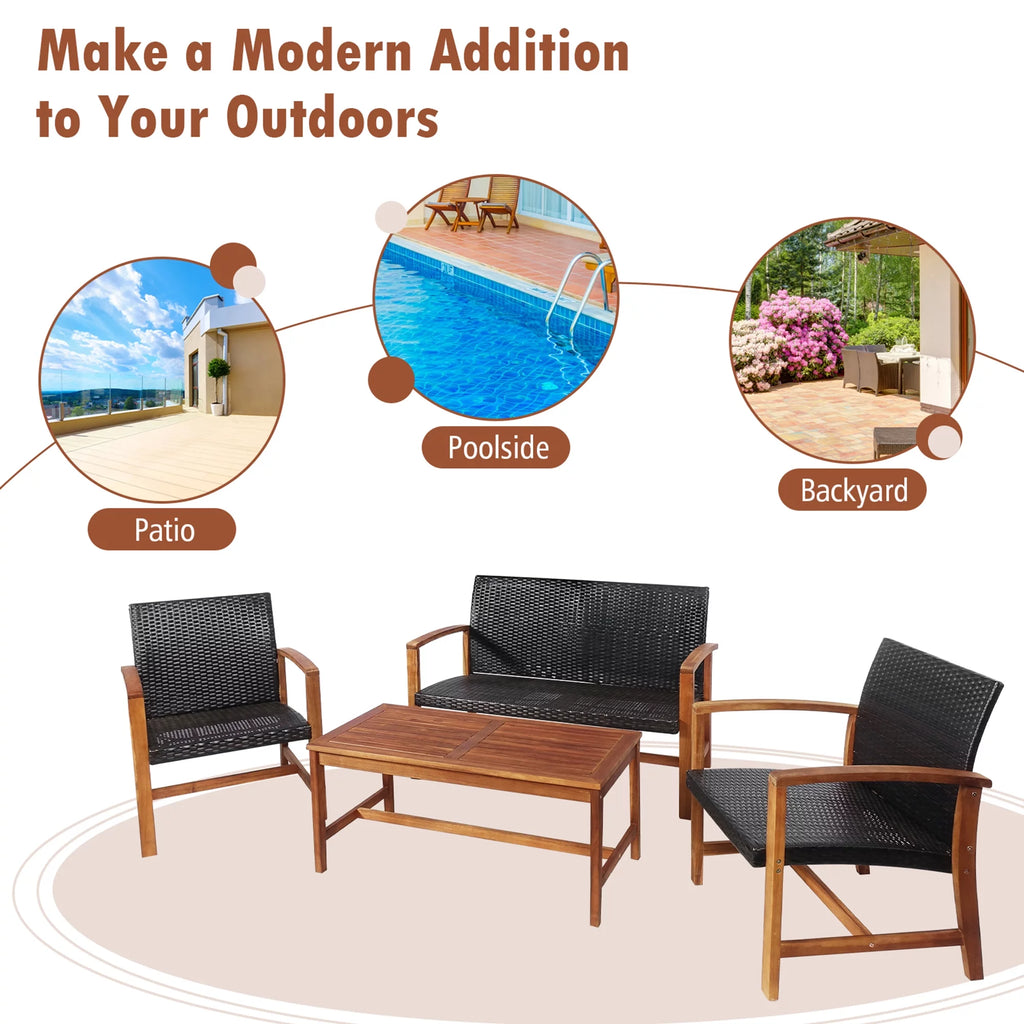 8 Pcs Acacia Wood Patio Conversation Set C461
