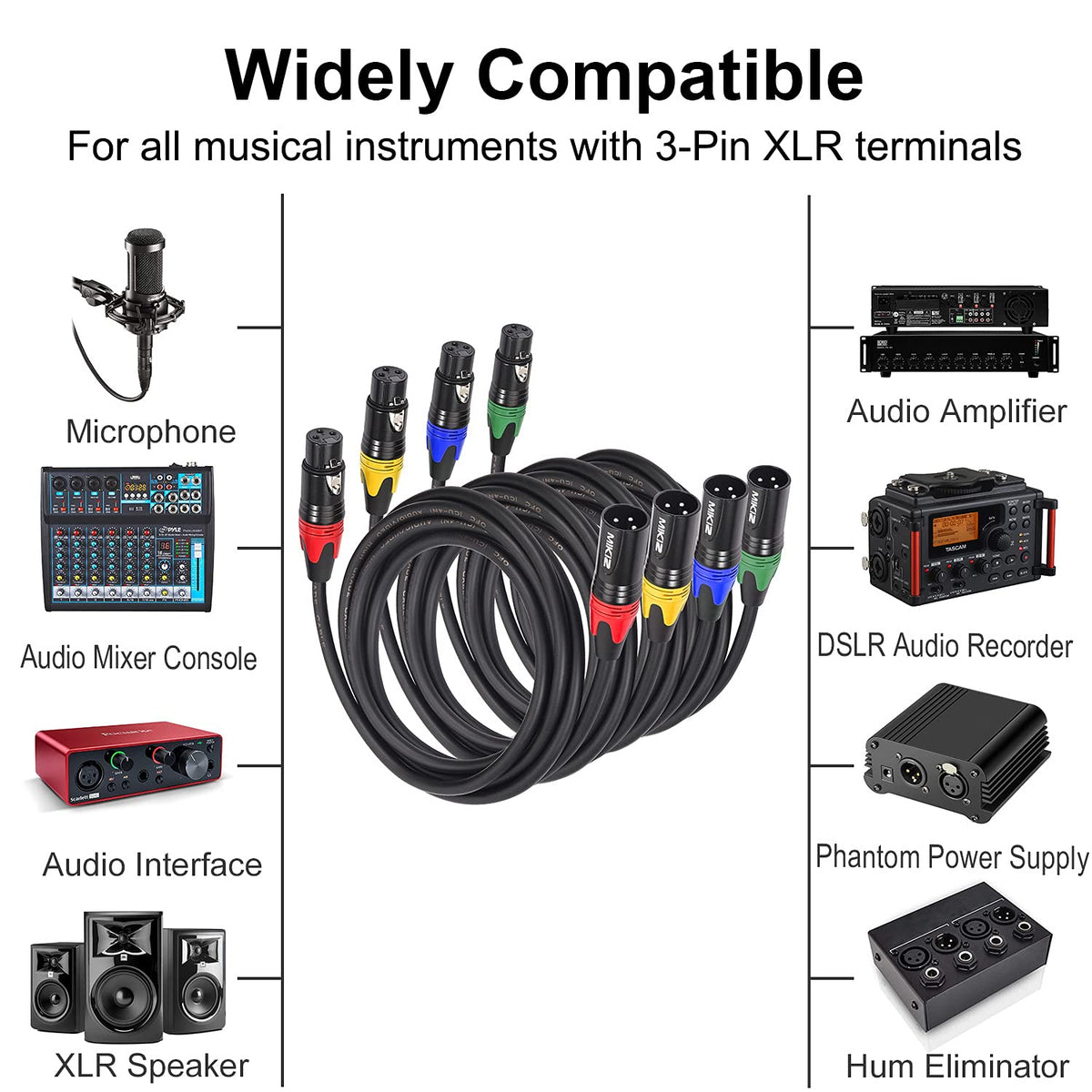 25ft 4 Pack XLR Microphone Cables N496