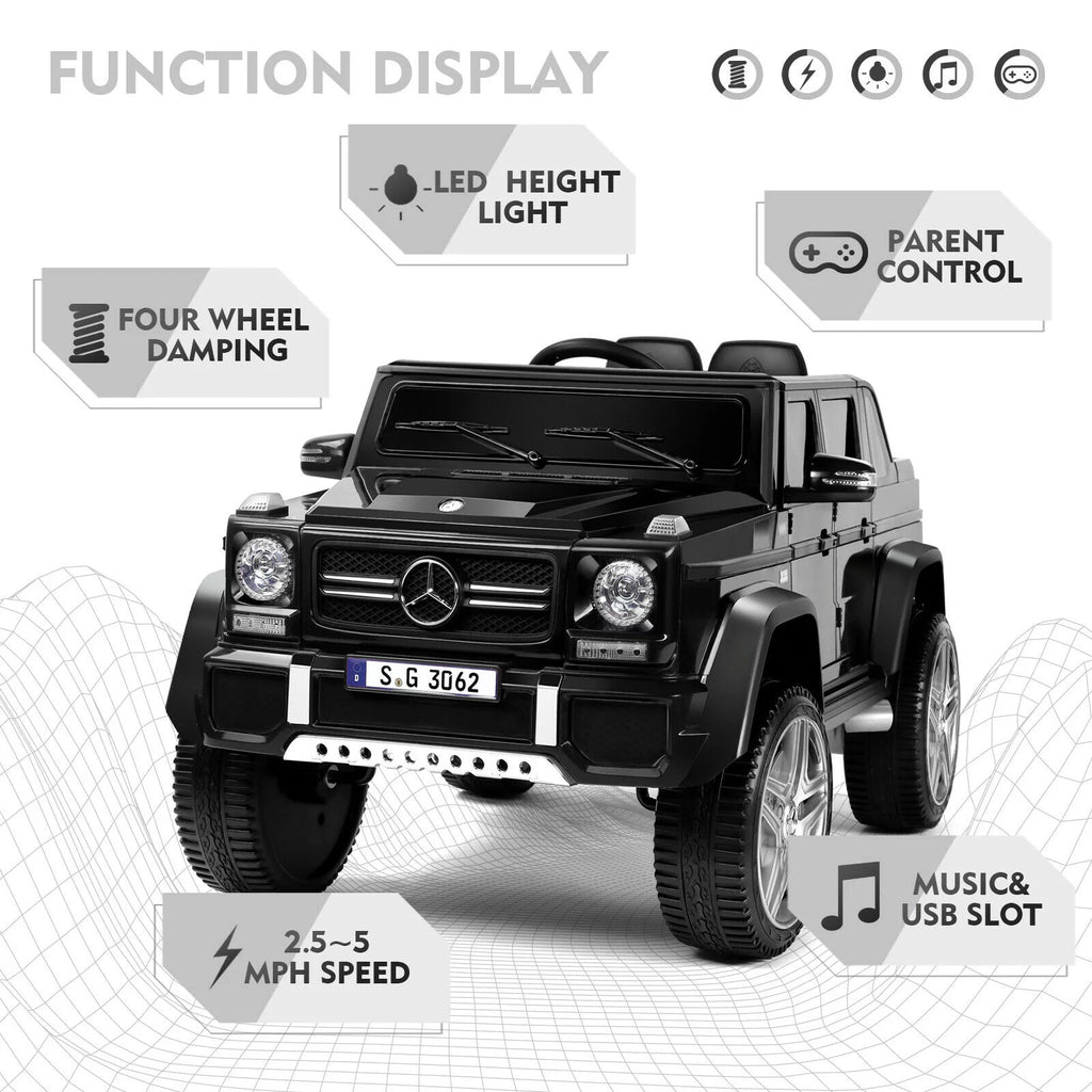 12V Kids Ride on Car with Remote Control, LED Light (Black) I81255