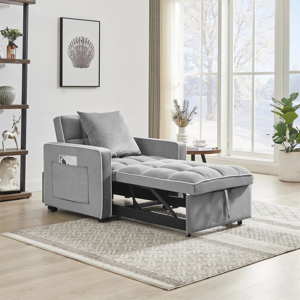 Velvet Convertible Chair Bed S52734