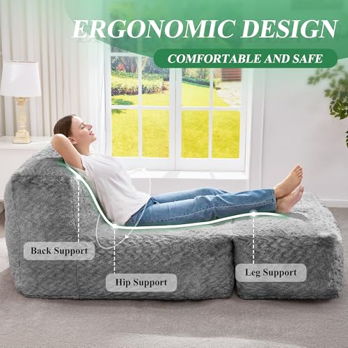 Big Bean Bag Lounger Chair with Memory Foam Filled U322944