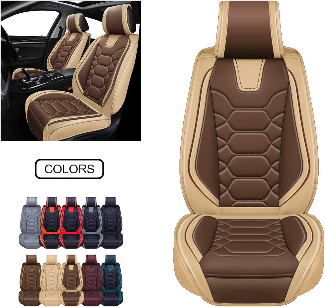 Black Front & Rear Faux Leather Car Seat Covers C188