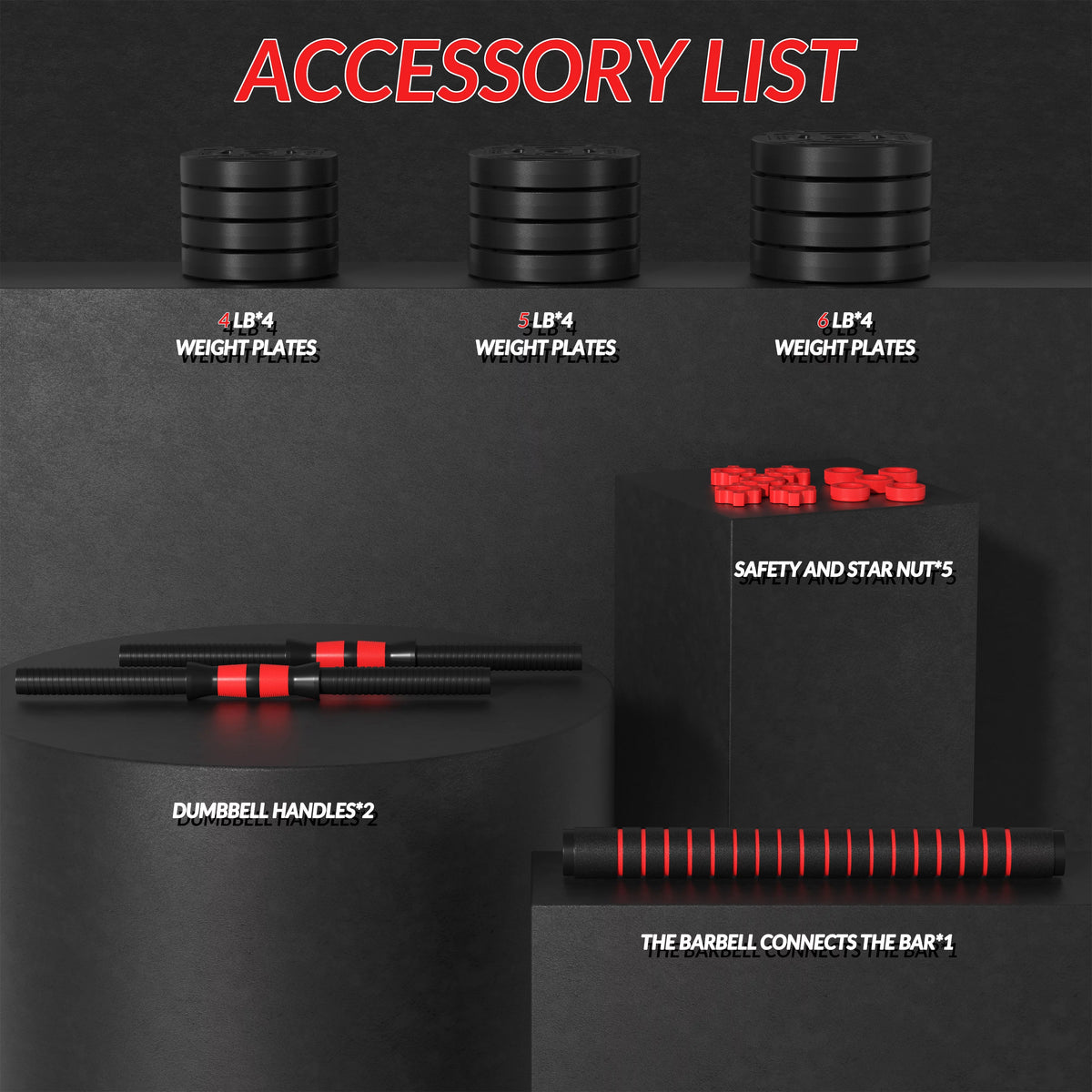 4-in-1 Adjustable Dumbbell, Barbell, and Kettlebell Set A958678