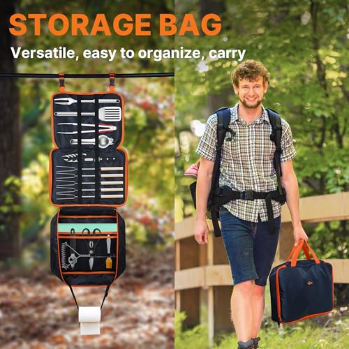 Camping Cooking Utensil Set with Organizer Case Q848378