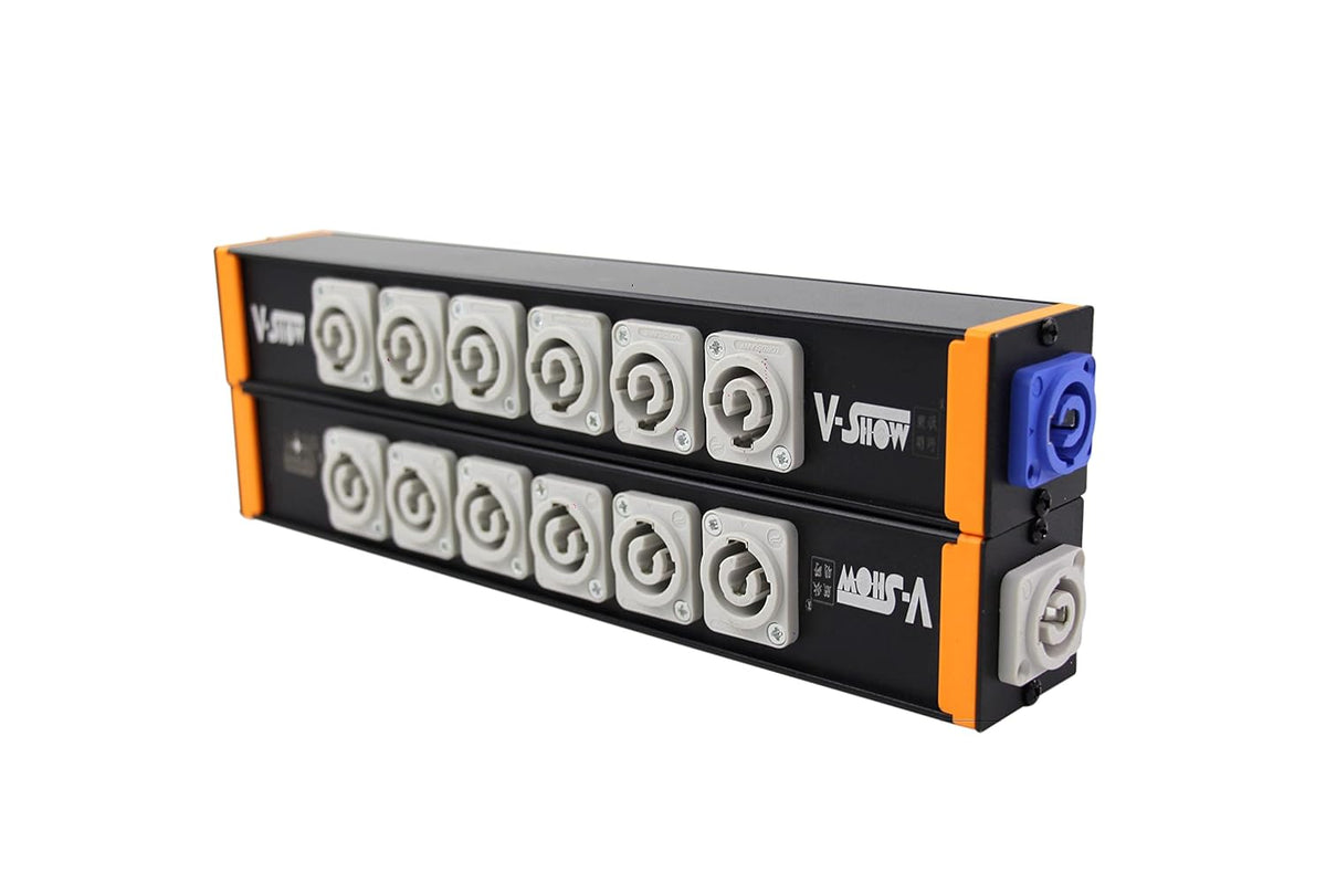 6 Port Powercon Power Distribution Output Box, Black, Pack of 2 U4659