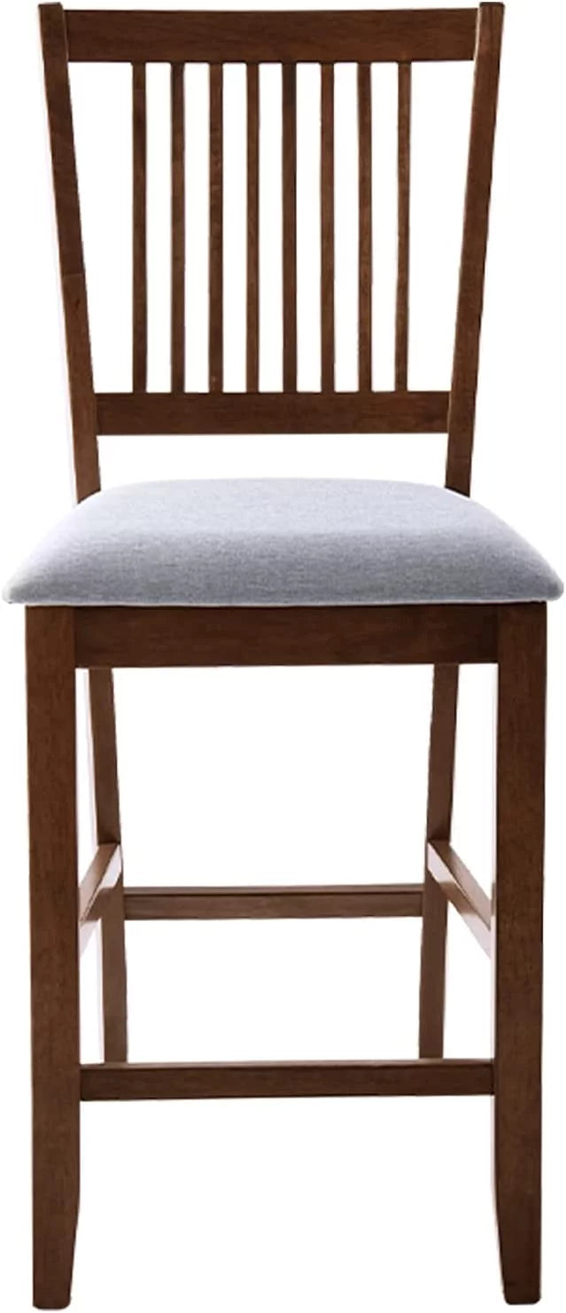 Wood Bar Stools Set of 2 Upholstered Counter Height Chairs Walnut I87543