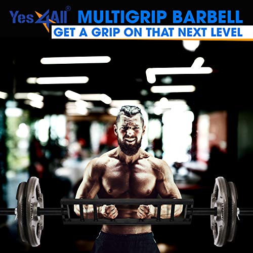 Multi Grip Barbell & Cable Attachment with 2 Collars D9130