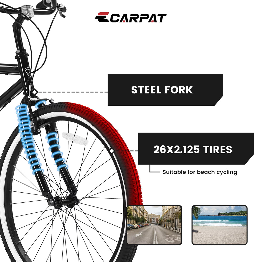26 inch 7 Speed Black Cruiser Bike T39101
