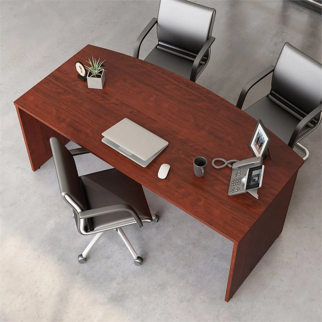 72" x 36" Bowfront Executive Desk in Classic Cherry U14213