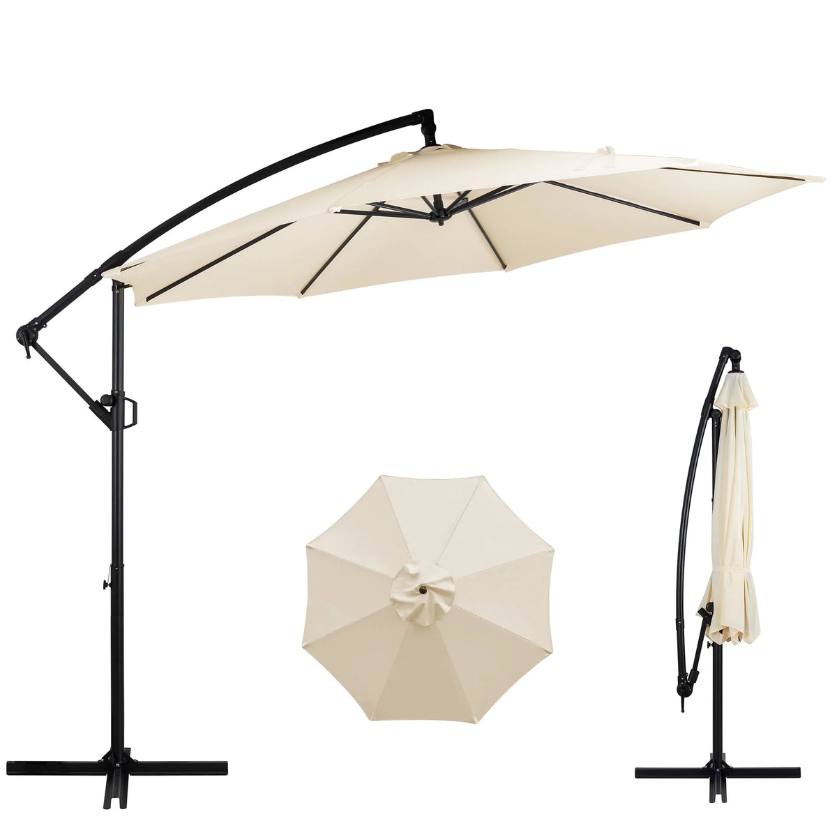 Dark Gray Offset Cantilever Umbrella with Cross Base Y860109