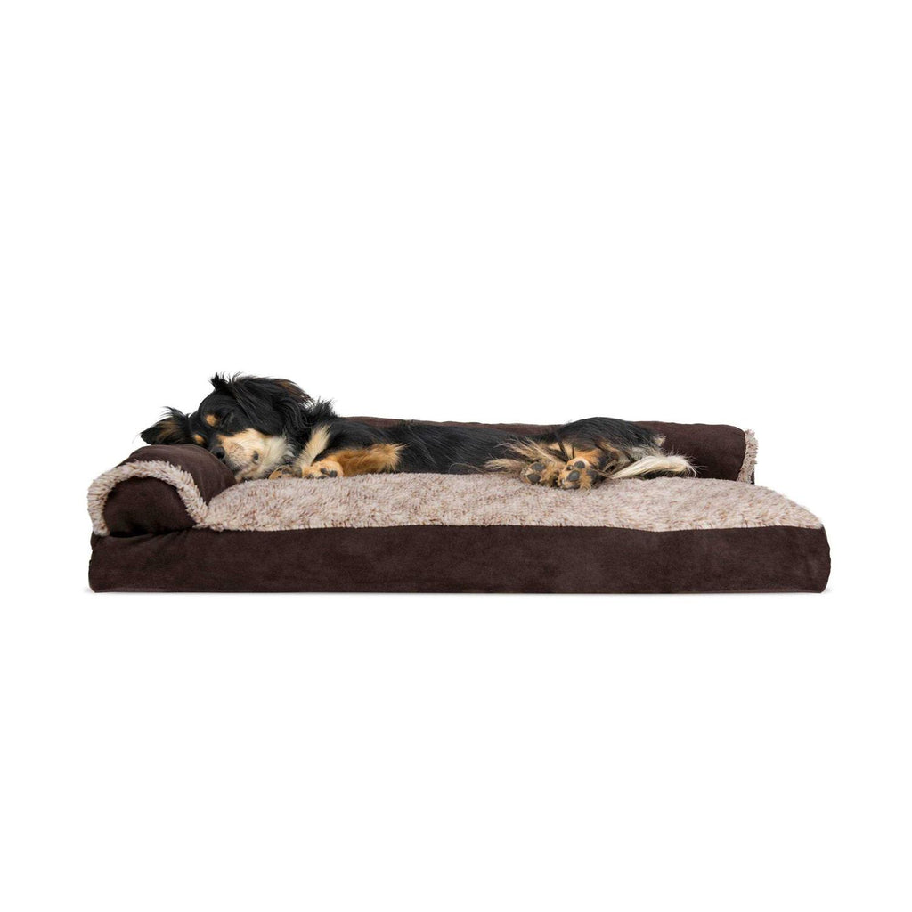 Two-Tone Faux Fur Suede Chaise Lounge Dog Bed G367
