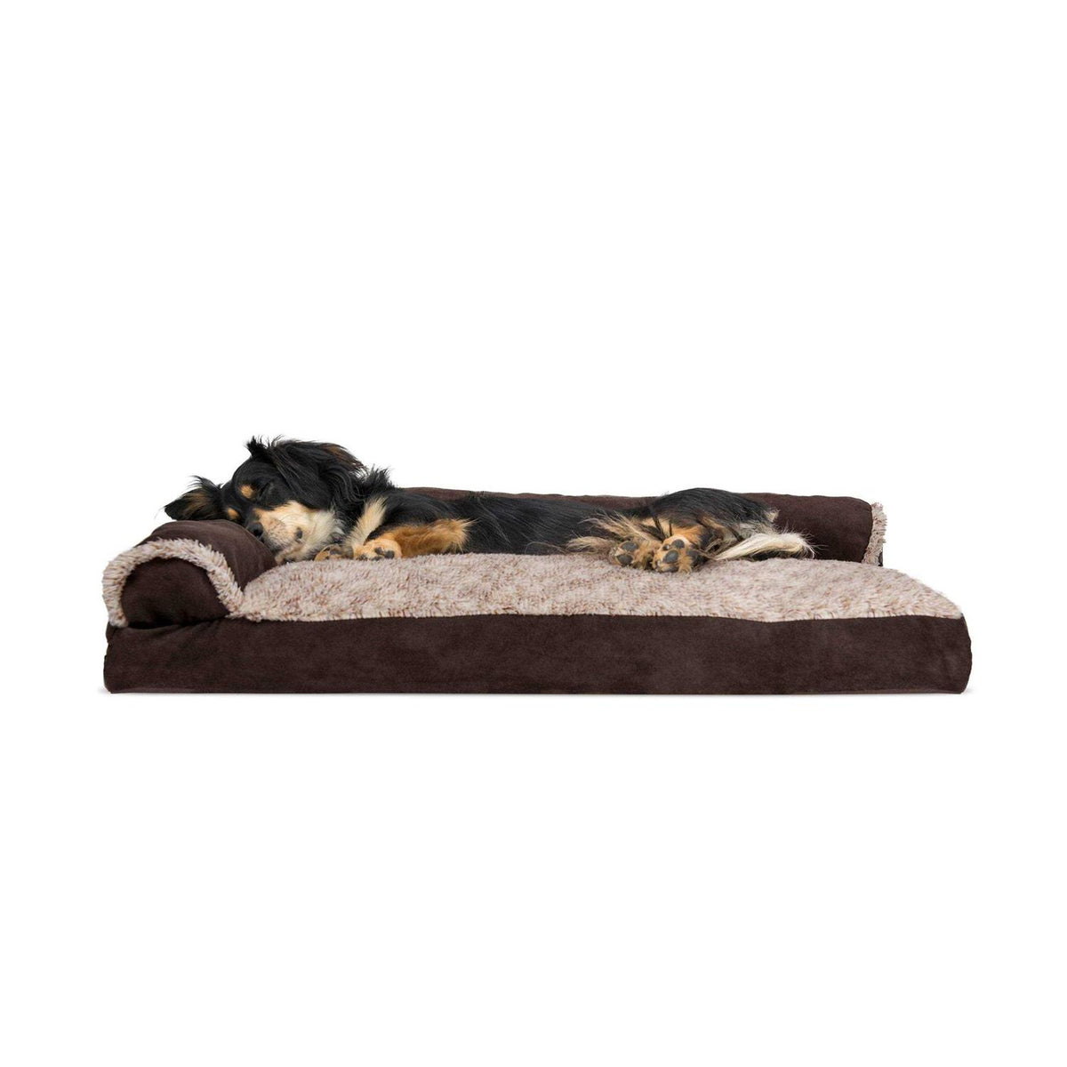 Two-Tone Faux Fur Suede Chaise Lounge Dog Bed G367