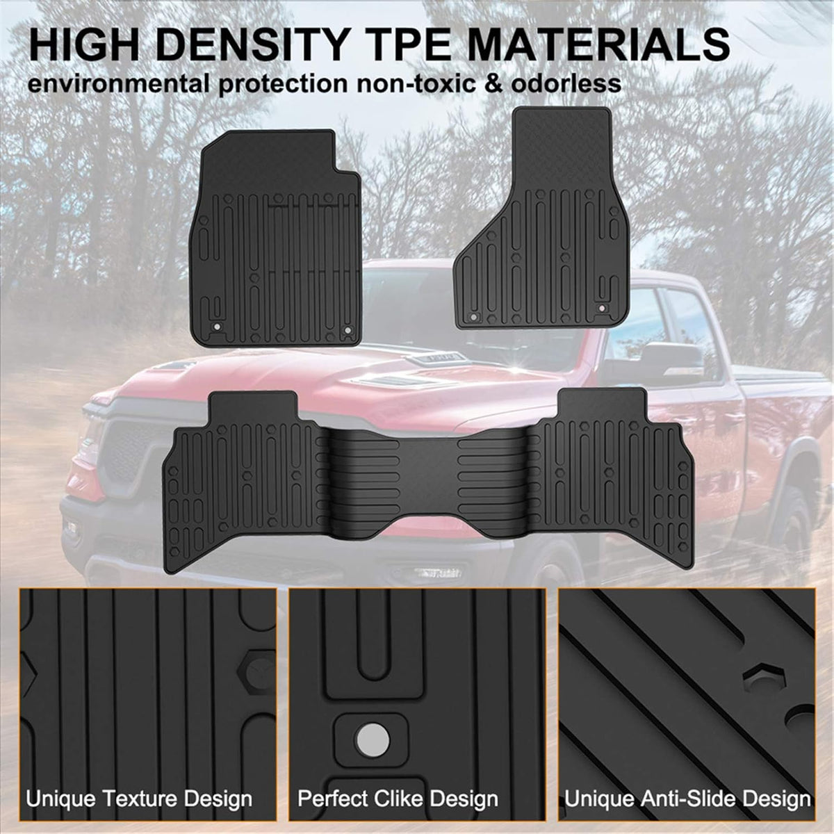 Black TPE Floor Mats for Dodge Ram 1500 Quad Cab K88771