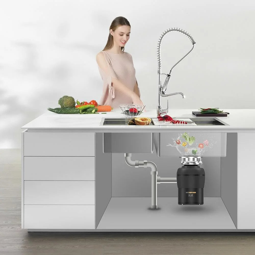 Garbage Disposal with Stainless Steel Grinding Chamber, 1/2 HP Continuous Feed with Power Cord L385644