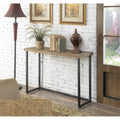 Farmhouse Console Table in Natural Wood Finish and Black Frame J858