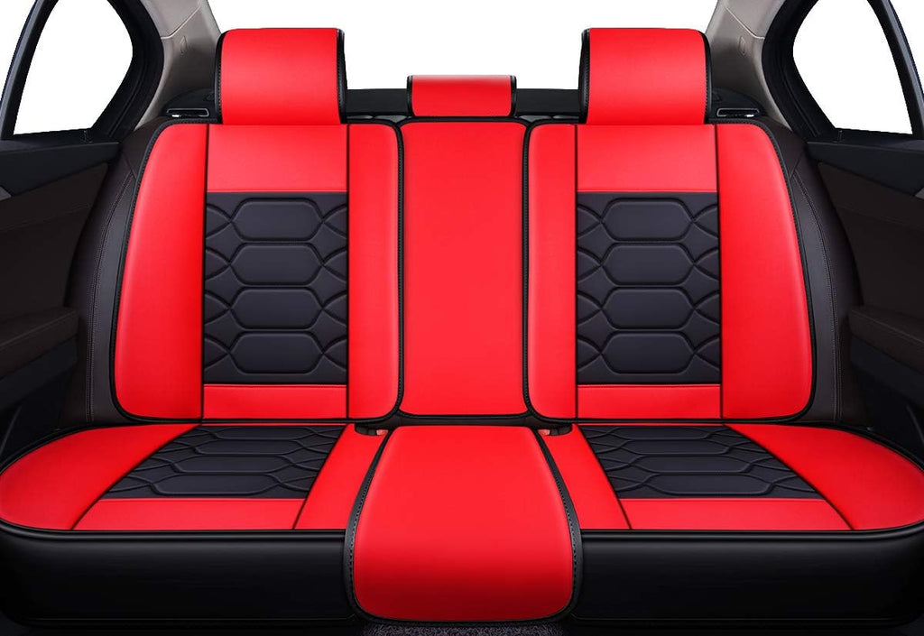 Black Front & Rear Faux Leather Car Seat Covers C188