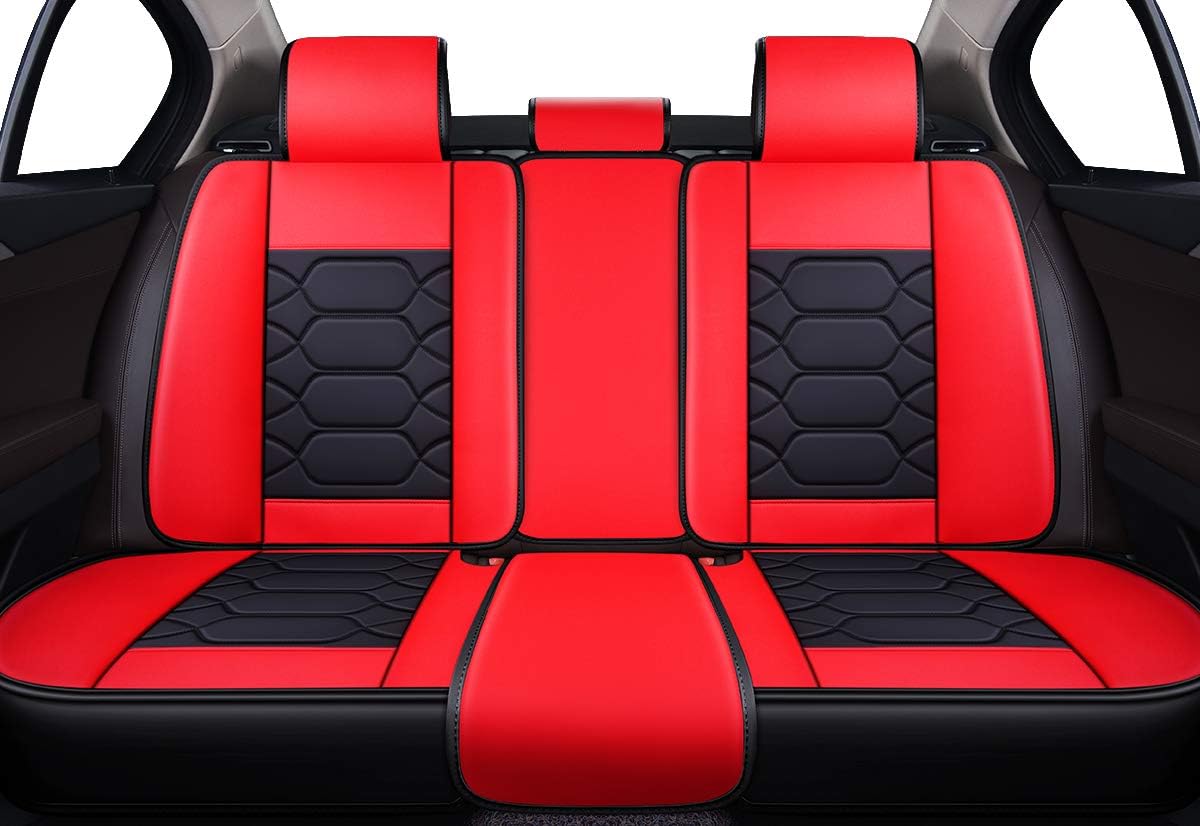 Black Front & Rear Faux Leather Car Seat Covers C188