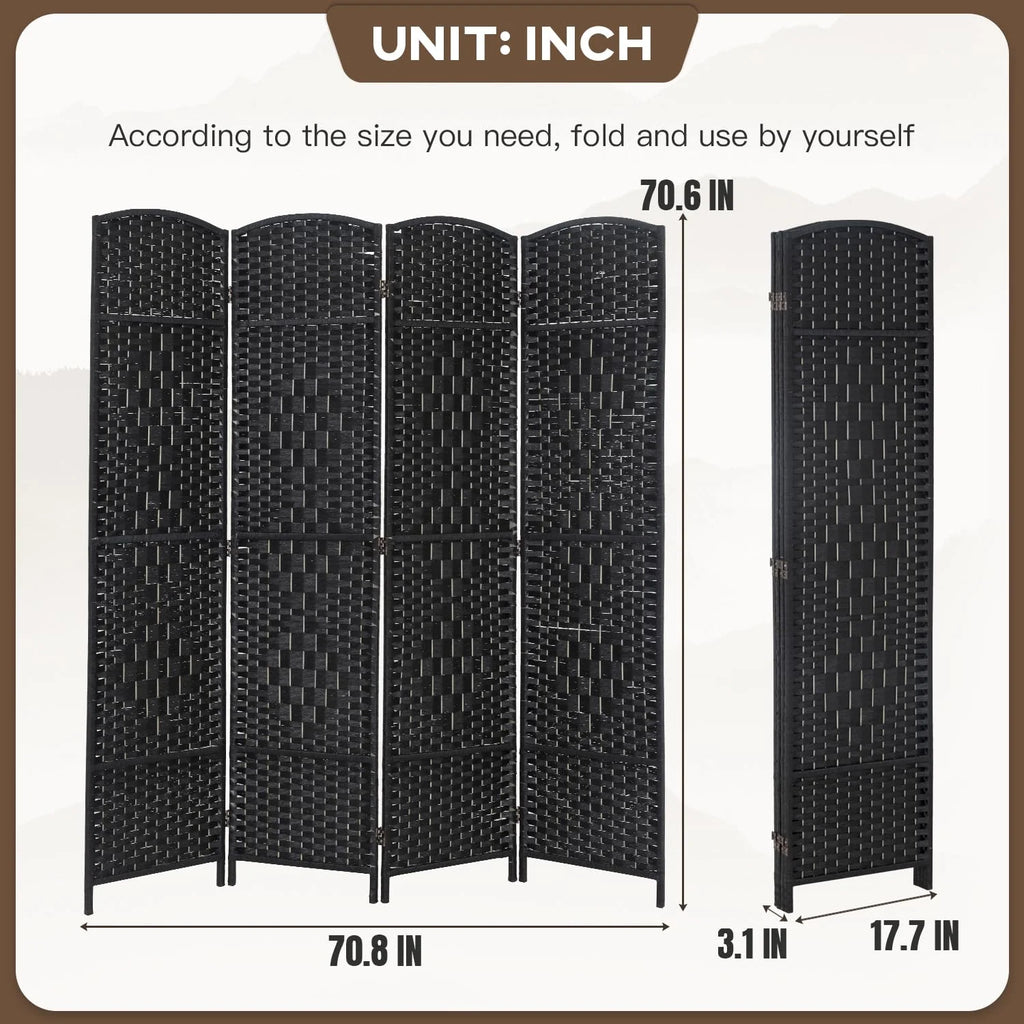 4 Panel 6Ft Folding Privacy Room Divider S787153