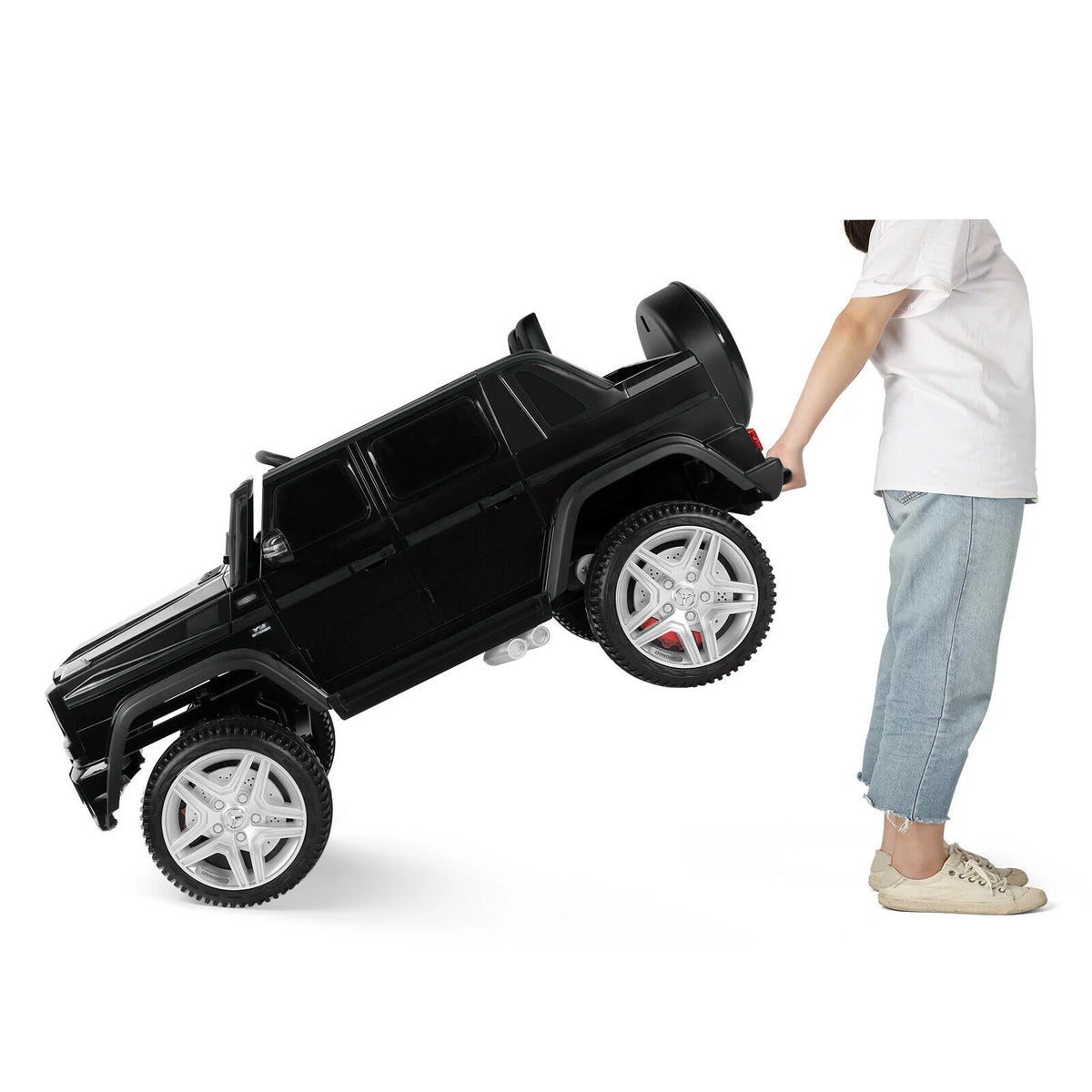 12V Kids Ride on Car with Remote Control, LED Light (Black) I81255
