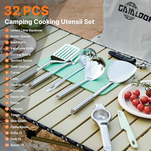 Camping Cooking Utensil Set with Organizer Case Q848378
