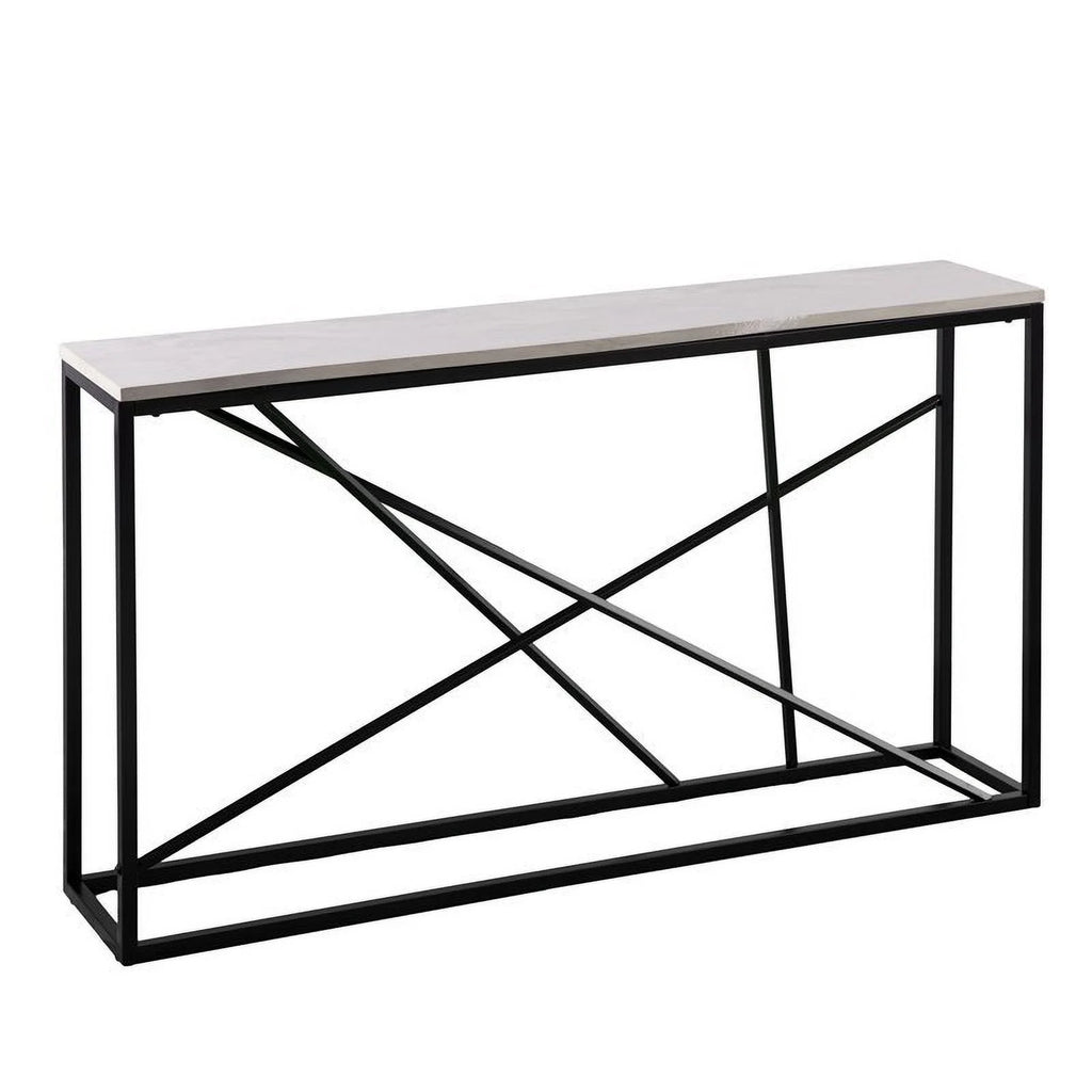 Faux Marble Skinny Console Table in Matte Black E59947