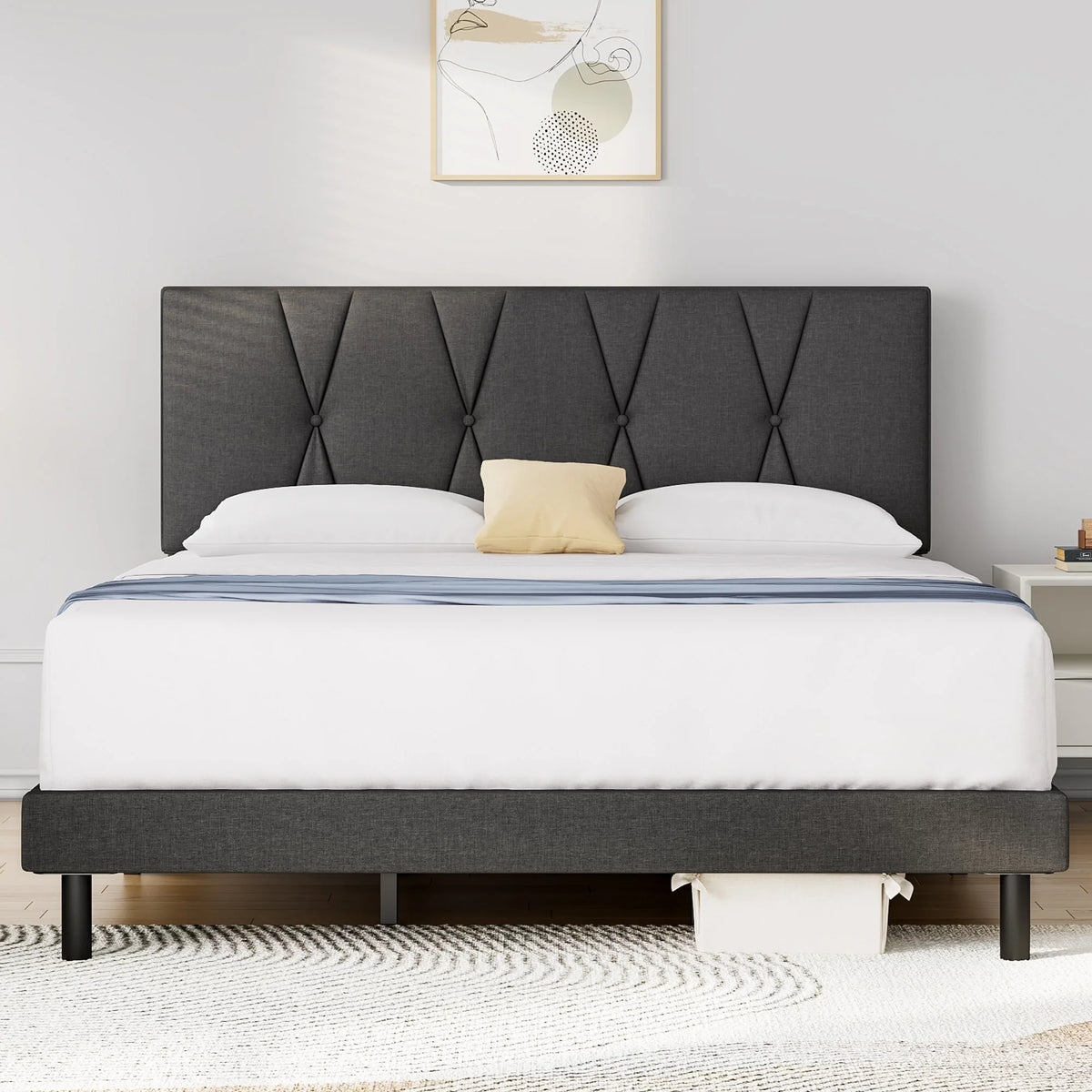 Full Size Platform Bed with Upholstered Headboard C7776