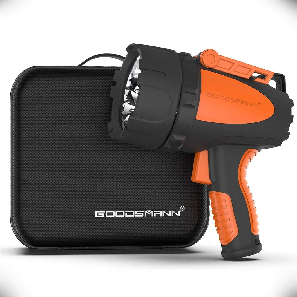 Rechargeable Waterproof Spotlight Flashlight 4500 Lumen Handheld Searchlight with Carrying Case C345822