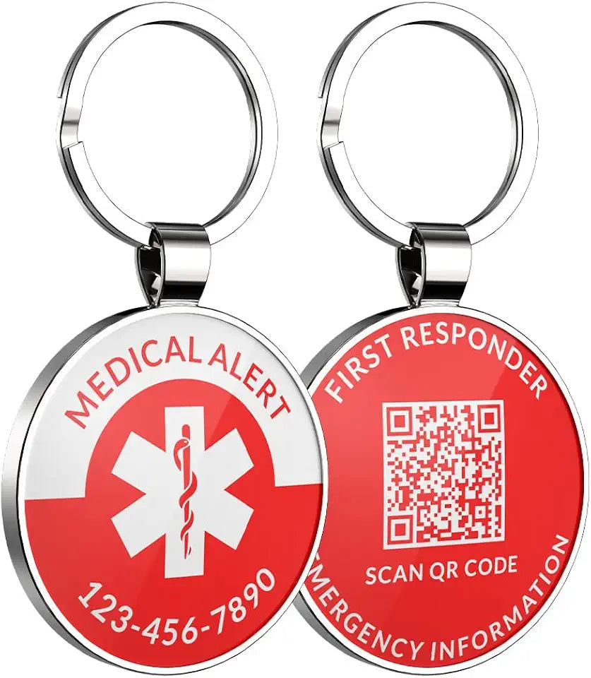 Custom Text Photo Medical Alert Keychain B19103