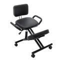 Black Leather Ergonomic Kneeling Chair with Arm and Adjustable Height D242