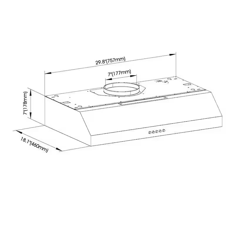 30 in. 500CFM Convertible Under Cabinet Range Hood in Black with LED Lights T788