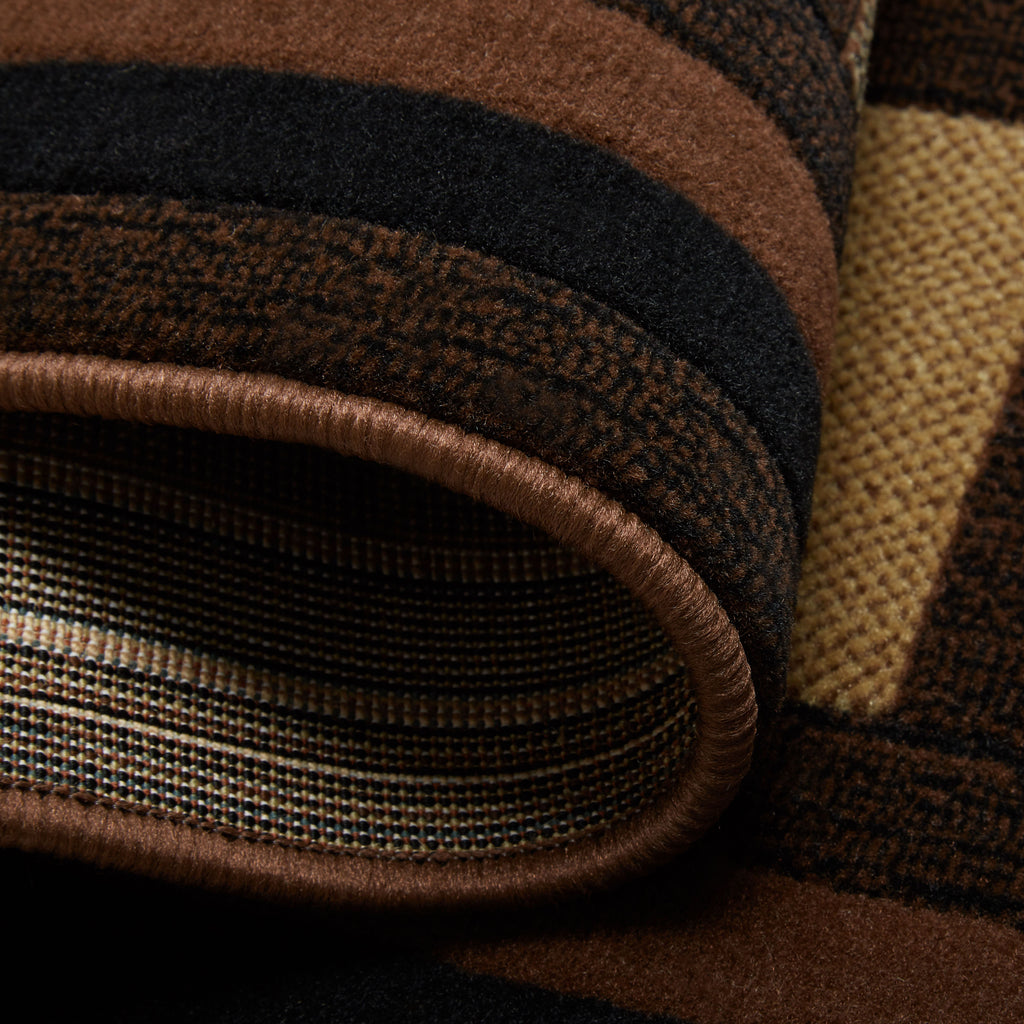 Black/Brown Layered Square Area Rug Z130