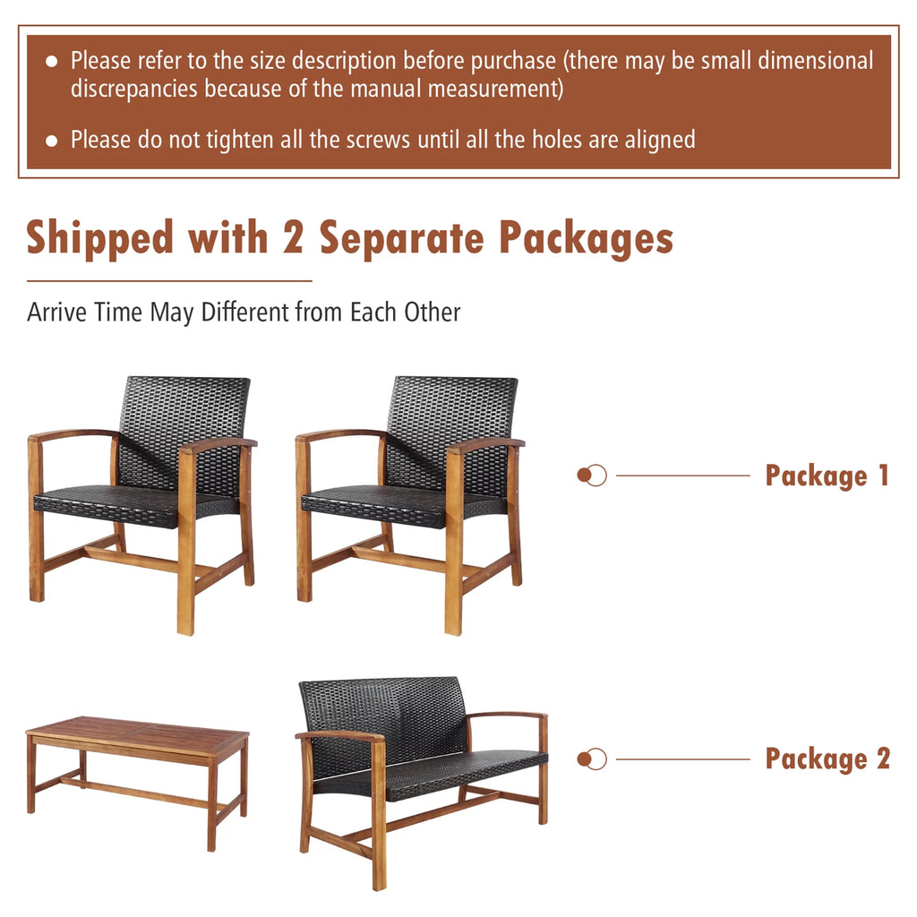 8 Pcs Acacia Wood Patio Conversation Set C461