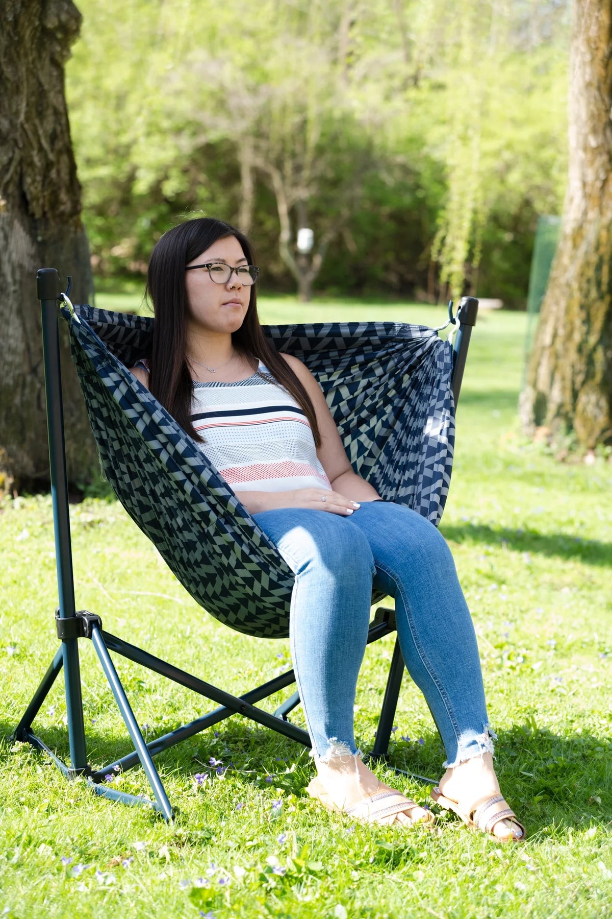 Blue Nylon Portable Hammock Camping Chair K418264