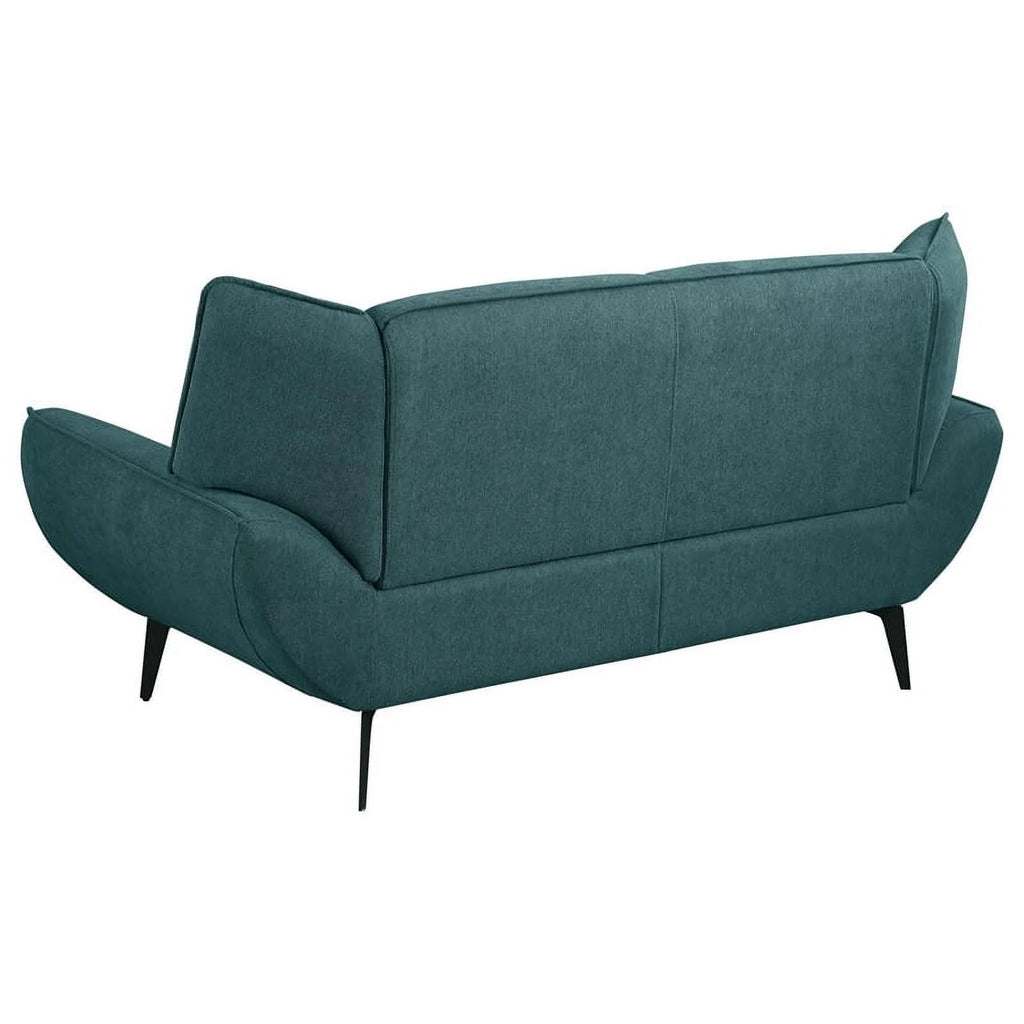 Teal Blue Black 2-Piece Fabric Metal Sofa Set F80473