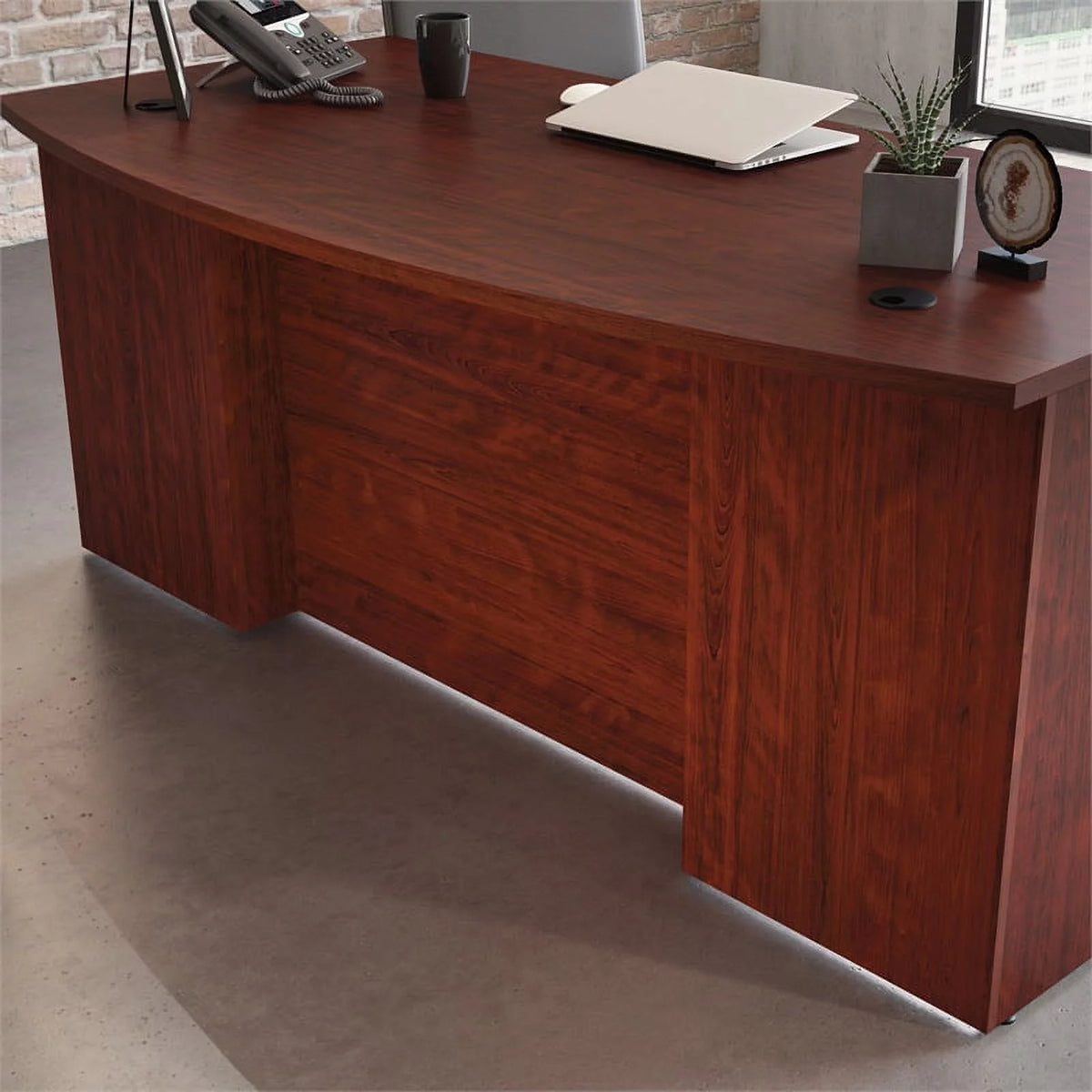 72" x 36" Bowfront Executive Desk in Classic Cherry U14213